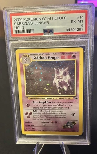 Pokemon Gym Heroes Sabrina's Gengar #14 Holo PSA 6 (HOLO BLEED And Foot Swirl)