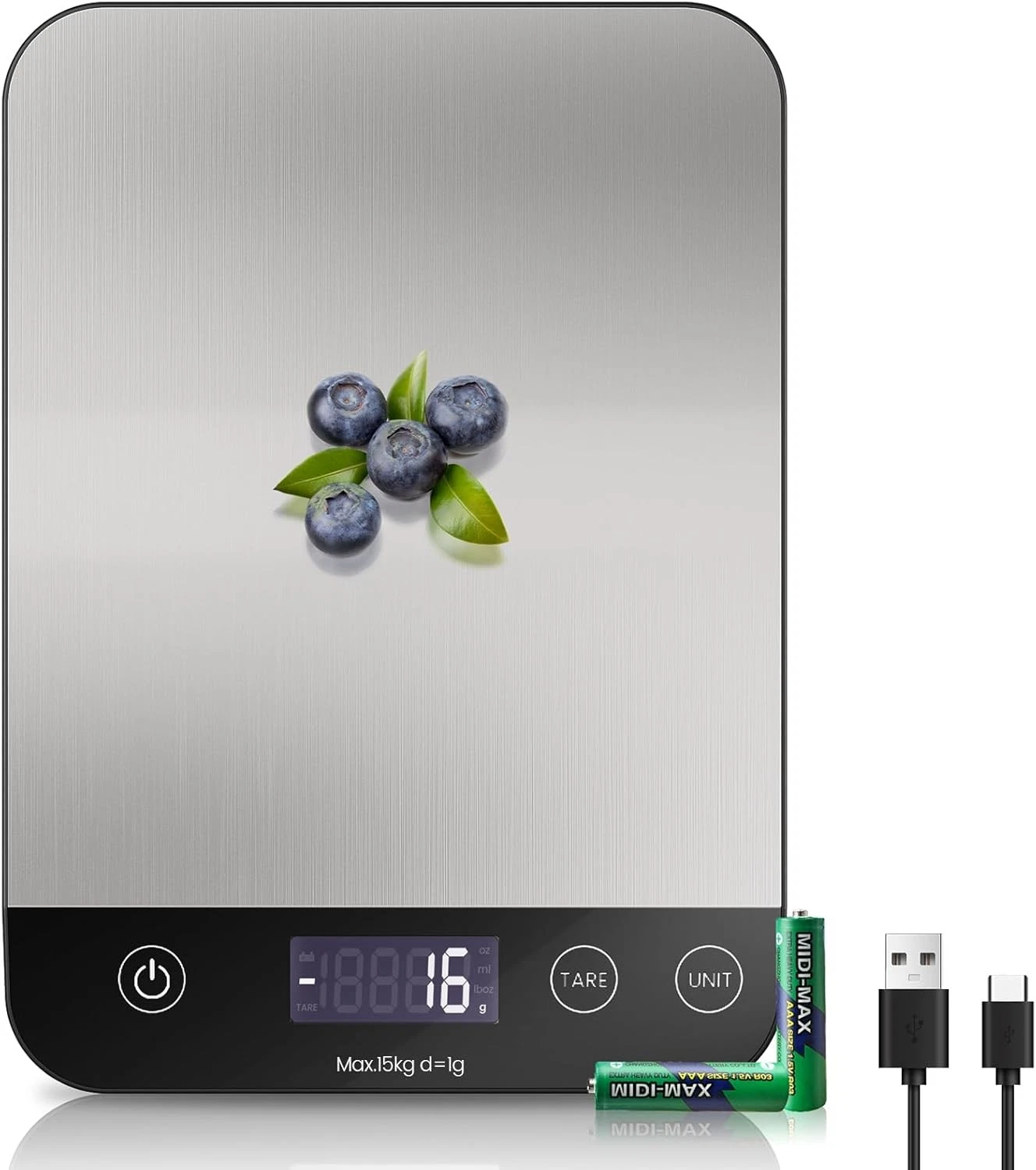 USB C Electronic Kitchen Scale, 15 kg, High Precision 1 g/0.1 oz Food Scale, Rec
Opens in a new wind