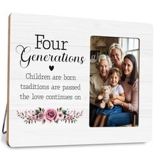 Four Generations Family Picture Frame, Gifts for Great Grandma Grandpa, Brown