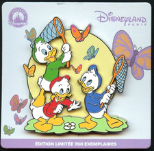 Disney Disneyland Paris Nephews Huey Dewey Louie with Butterflies Jumbo LE Pin