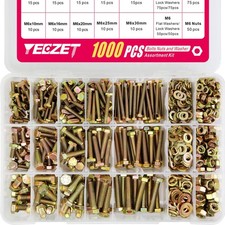 1000Pcs Grade 8.8 Bolts and Nuts Washers Assortment Kit, M4 M5 M6 Metric Bolt As