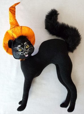 Annalee 12'' Scaredy Cat Halloween Black and Orange 302511 Retired