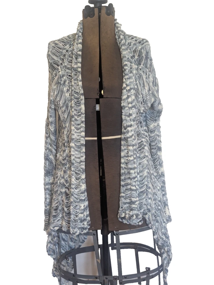 Kaktus Women Bohemian Open-Knit Cardigan Duster Size L Asymmetric Artsy Fairy - Image 4 of 4