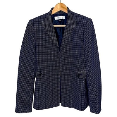 Tahari Navy Blue White Star Open Front Blazer Size 4