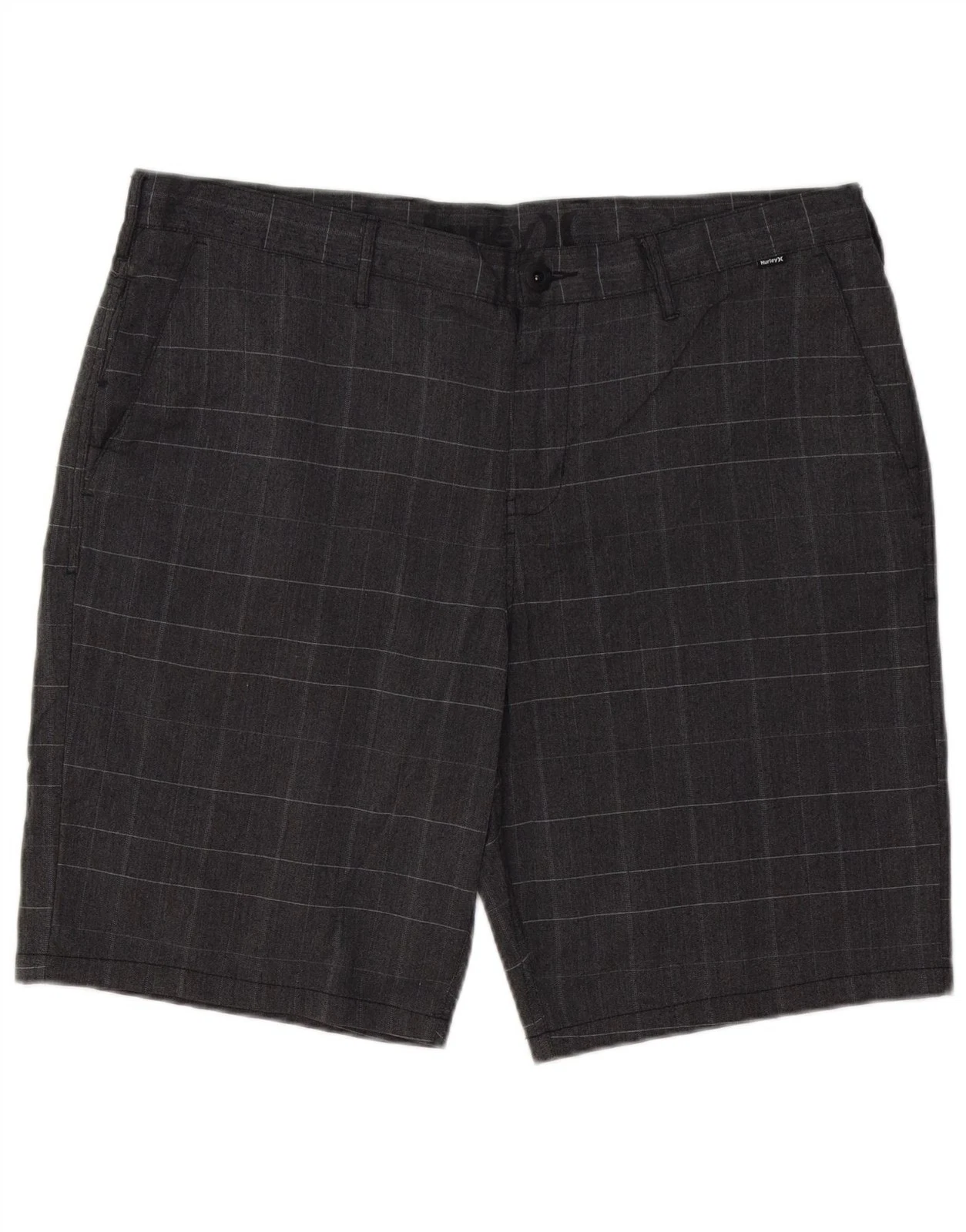 HURLEY Mens Chino Shorts W38 XL Grey Check Polyester JE15