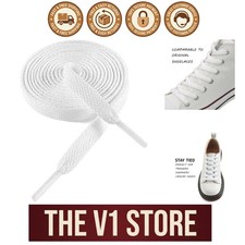 Elegant 110cm Flat White Shoelaces for Sneakers - Durable  Stylish Upgrade