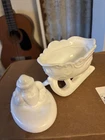 Antique Milk Glass Santa In Sleigh