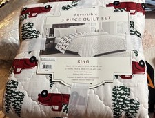 Reversible Three-Piece King One Quilt Two Shams Retail 120