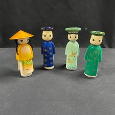 Vietnamese Asian Ceramic Dolls 4    Vtg Traditional Clothing Lot of 4