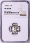1941-D Mercury Dime *NGC MS67 FB* GREAT LOOKING TONER!!!!