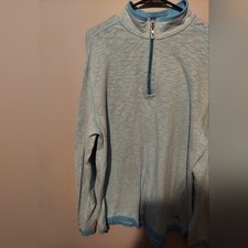 Tommy Bahama Pullover 1/4 Zip Sweatshirt Blue Heathered XL Reversible Golf Logo