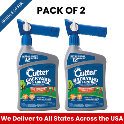 2 × Cutter Backyard Bug Control Spray Concentrate 32 fl oz Each Covers 5000sqft