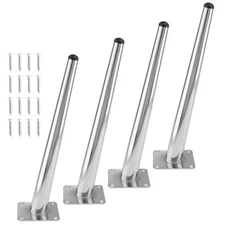 4pcs 12 Inch Furniture Legs, Oblique Conical Metal Legs Chrome Mid-Century St...