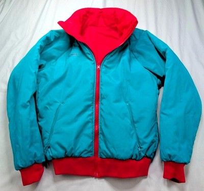 Vintage Columbia Reversible Double-Sided Full-Zip Bomber Jacket Mens M Red Green