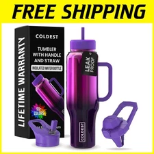 Coldest Water Bottle with Straw - 46 oz Leakproof Tumbler