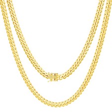 14K Yellow Gold Solid 6mm Mens Miami Cuban Link Chain Necklace Box Clasp 22"