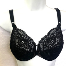 Bra 34 D black lace underwire Oscar de la Renta semi sheer vintage excellent