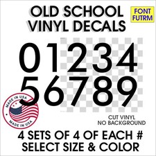 Font FUTRM- 0-9 Vinyl Numbers Sticker Decals Set of 40 - Color  Size 1" to 4"