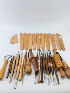 Vintage Pottery Clay Sculpting Tools Lot Kemper Taiwan Wooden Hand Tools