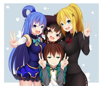 Darkness Konosuba Aqua Megumin Kazuma Anime Poster 11x17in Glossy High End Print