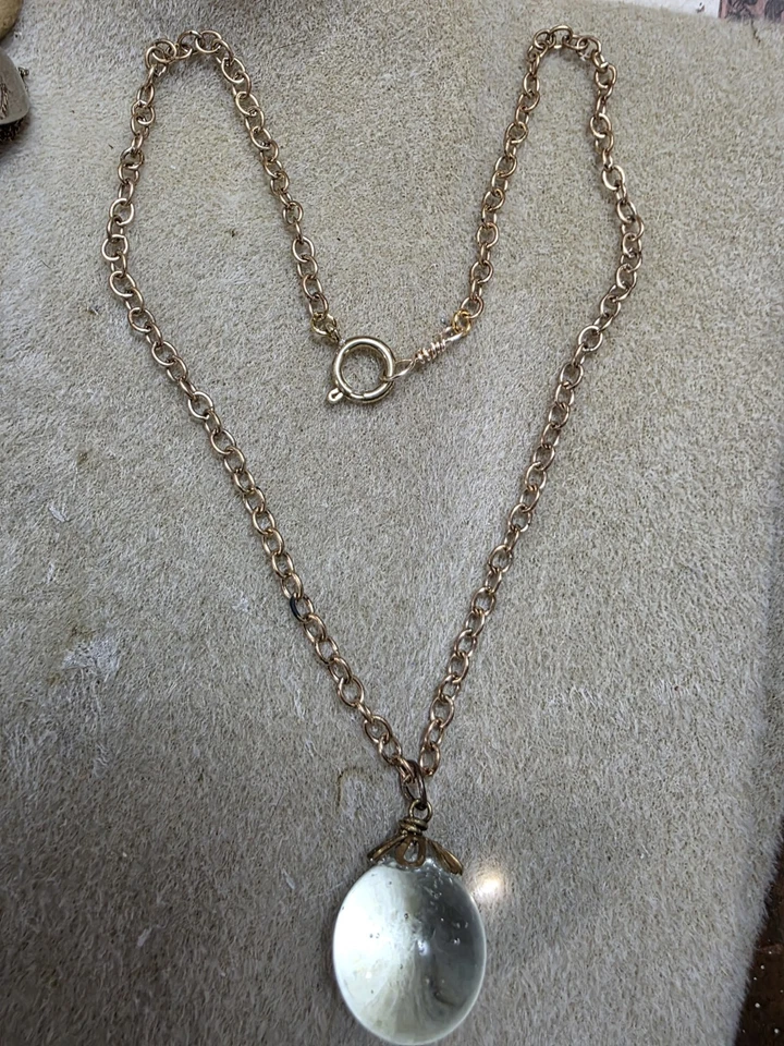 Collar de 1 pulgada de vidrio para piscinas de luces, antiguo, regalo para ella, joyería por, d  Foto 3 de 4