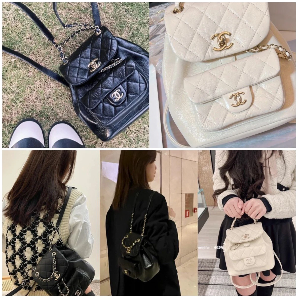 Chanel Quilted Small CC Day Backpack Black Caviar Gold Hardware