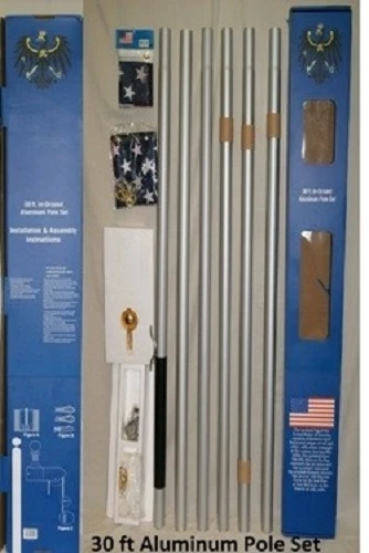 30 Foot Aluminum Flagpole Flag Pole Kit 30'