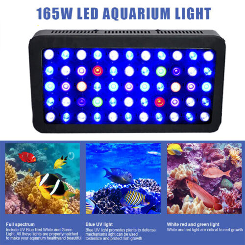 165W LED Aquarium Light Dimmable Full Spectrum Fish Tank Reef Coral Marine Lamp - Picture 1 of 15