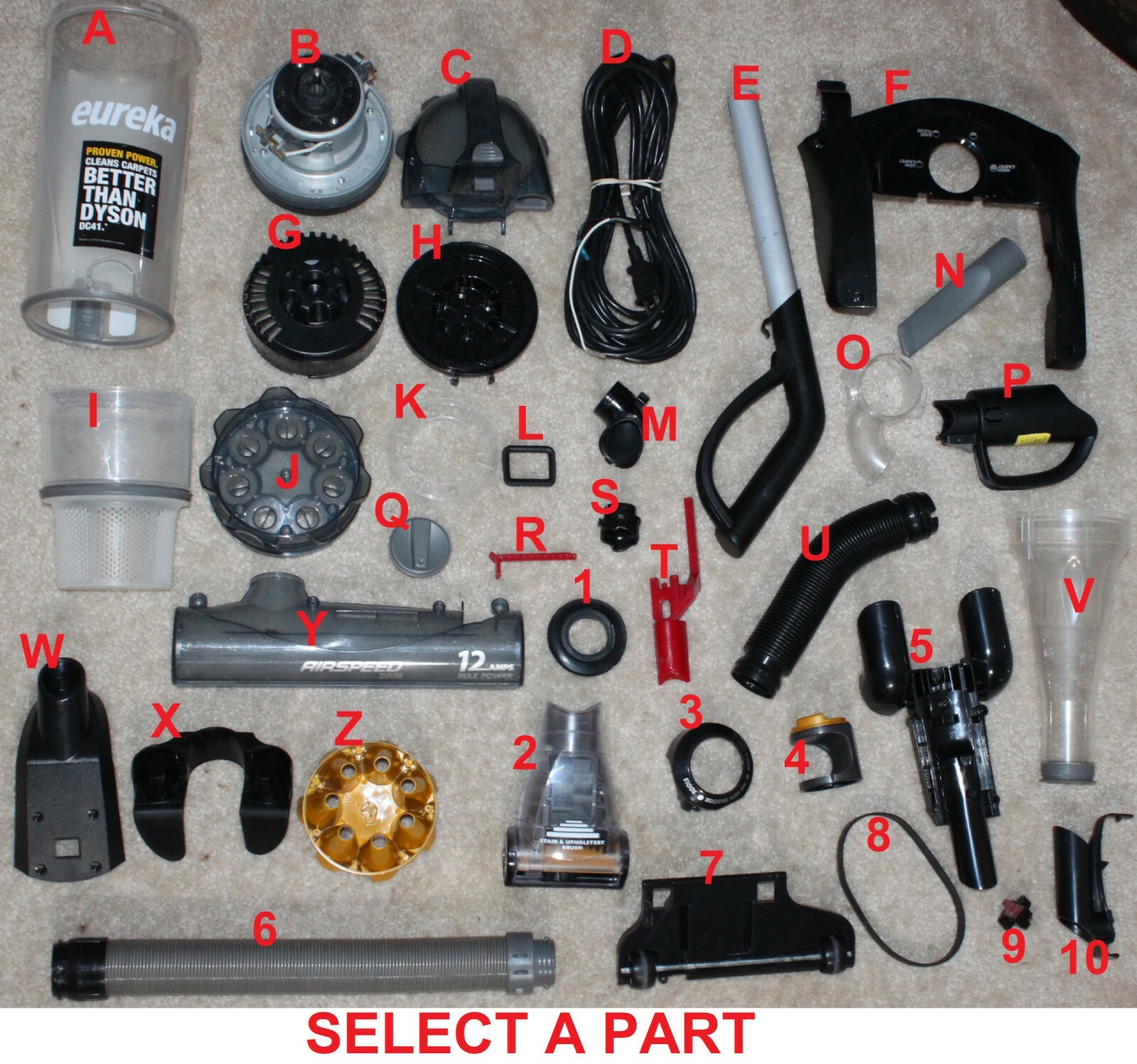 Eureka AS5204A AIRSPEED ZUUM VACUUM CLEANER "REPLACEMENT PARTS" eBay