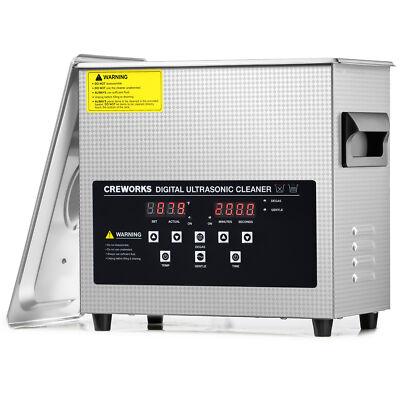 CREWORKS 3L Ultrasonic Cleaner Industry Heated w/Timer Jewelry Ring Glasses