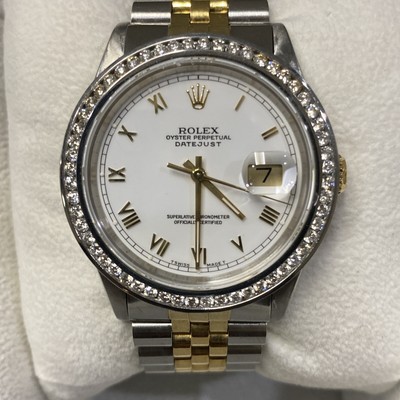 Rolex Datejust 36MM 16233 Custom Diamond Bezel Two Tone Jubilee Yellow Gold . S