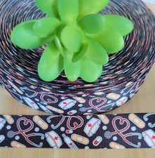 1 Inch 1 YD Healthcare Hero Grosgrain Ribbon Nurse Doctor CMA Medical Heart