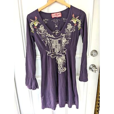 Johnny Was JWLA- long sleeve dress embroidery hummingbird dress cotton |  eBay