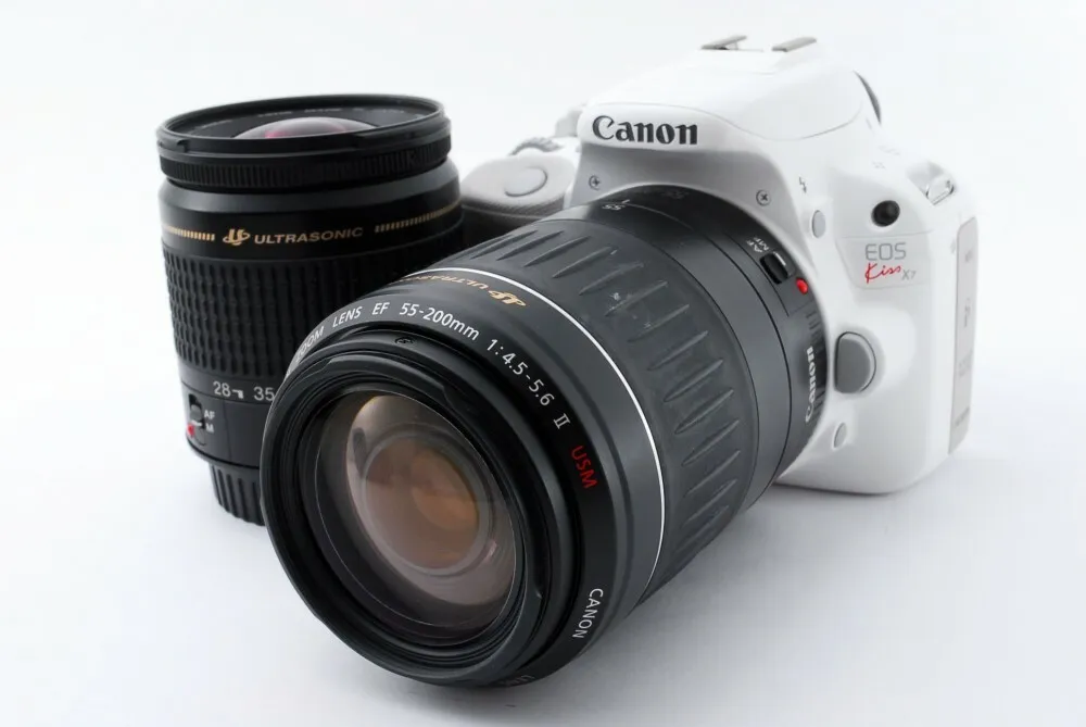 CANON EOS Kiss X7/Rebel SL1/100D White 28-80/55-200mm Lens [Exc w/8GB SD[427