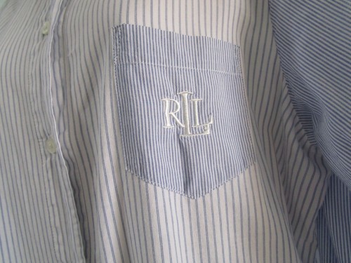 Lauren Ralph Lauren Pin Stripe Shirt Dress Blue White Ladies XL Minor Flaw GUC - Picture 6 of 21