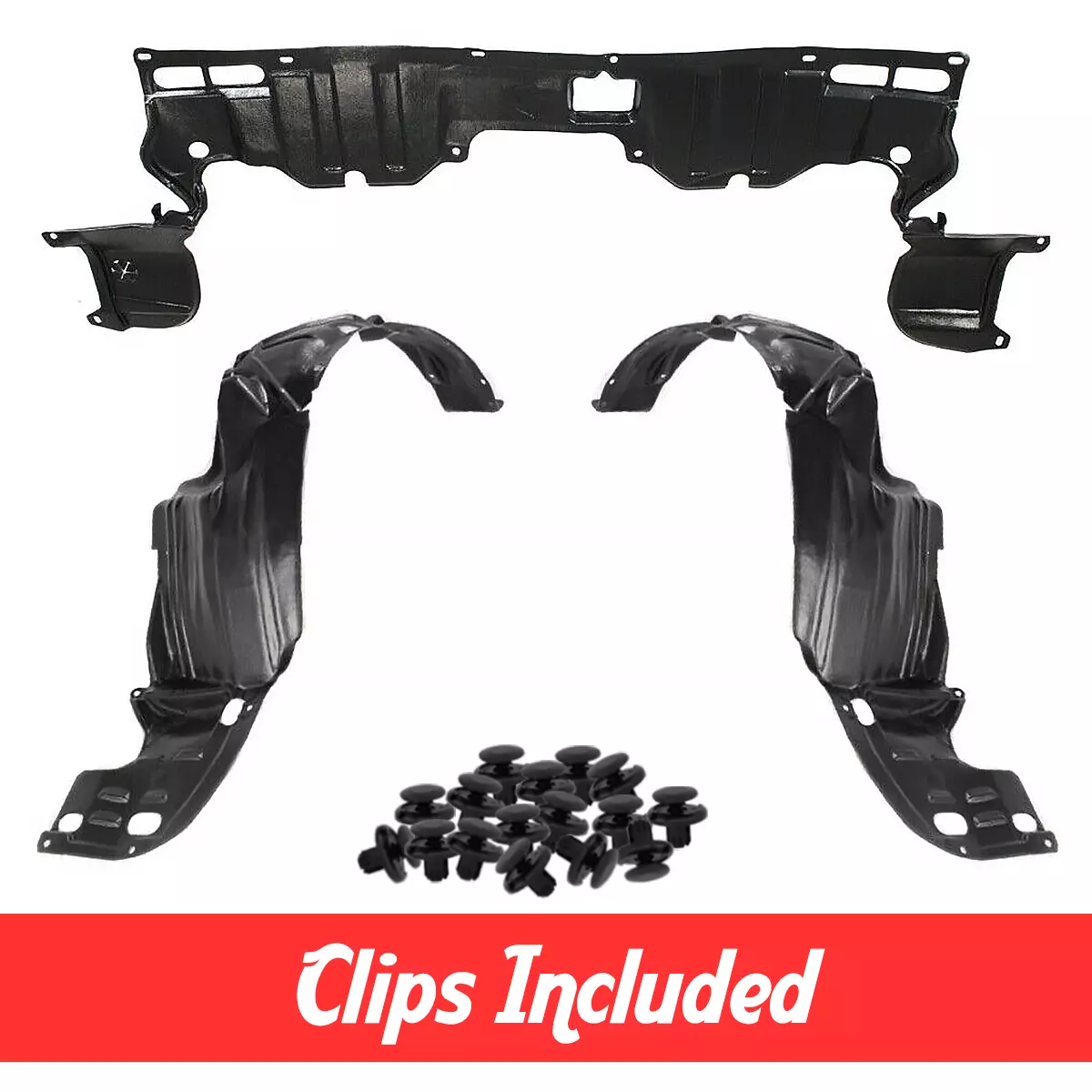 Front Fender Liner & Under Cover Set w/ Clips For 2006-2011 Honda Civic  Sedan