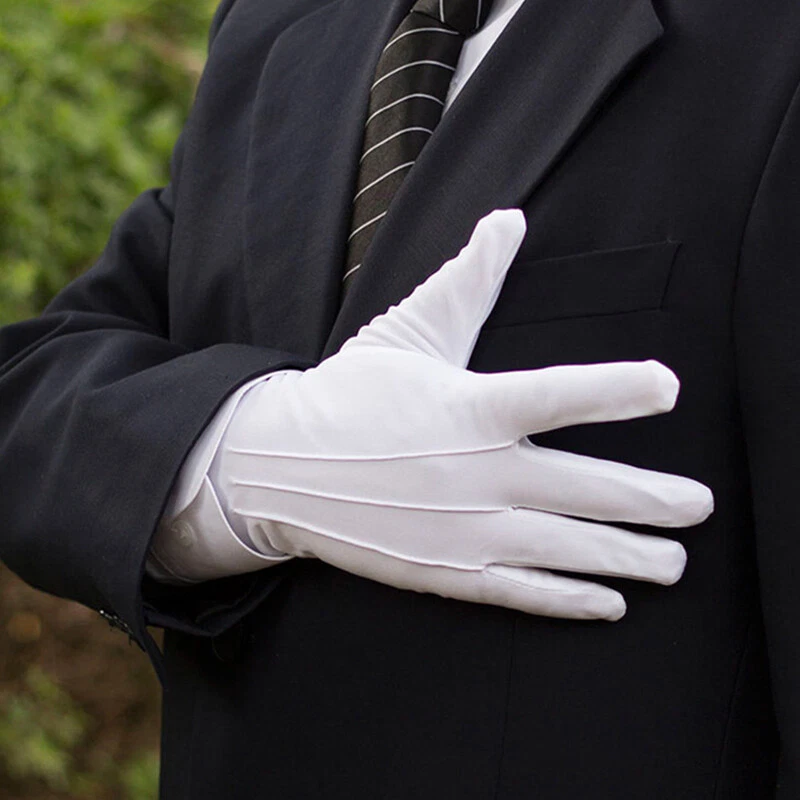 1 par de guantes formales blancos para adultos guantes de etiqueta de trabajo guantes de dedo completo verano✦ Foto 4 de 4