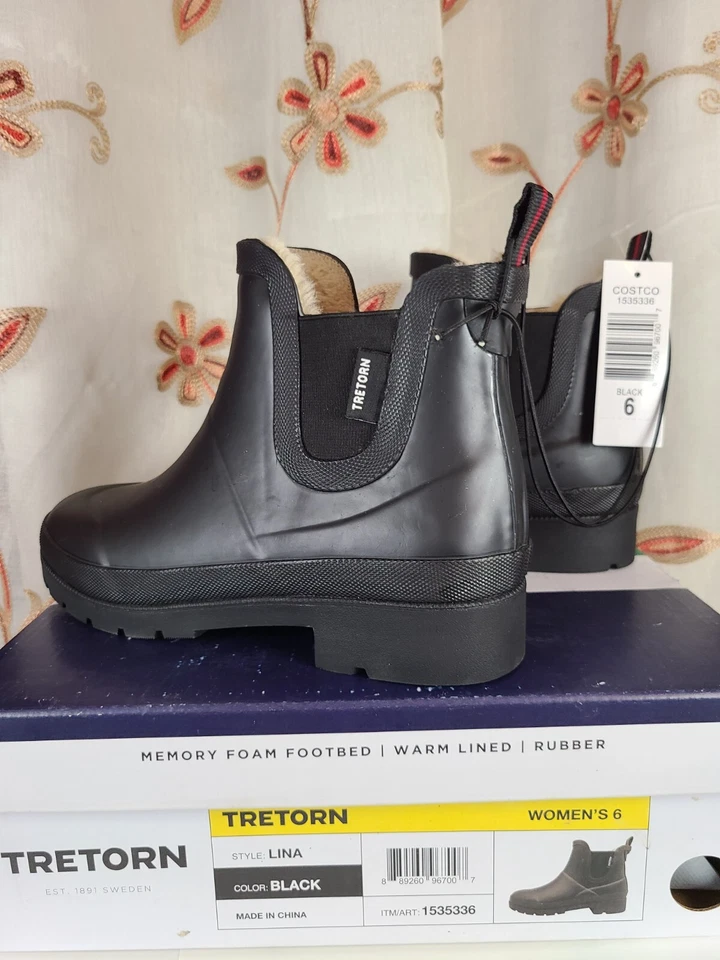 Botas de lluvia Chelsea Tretorn Lina para mujer forradas de piel de goma negras - Devolución en tienda Foto 2 de 4