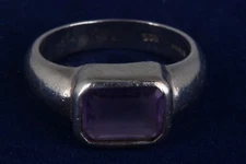 BOMA STERLING SILVER PURPLE STONE RING SIZE 7 925 FINE SIGNED 7370B