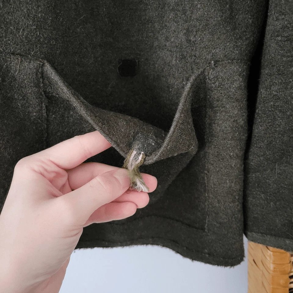 Abrigo austriaco vintage de lana hervida/alpaca verde militar Wilde Manda Geisswein Foto 3 de 4