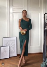 ZARA NWT WOMAN METAL PIECE ASYMMETRIC MIDI DRESS GREEN/BLUE 9878/254 ALL SIZES