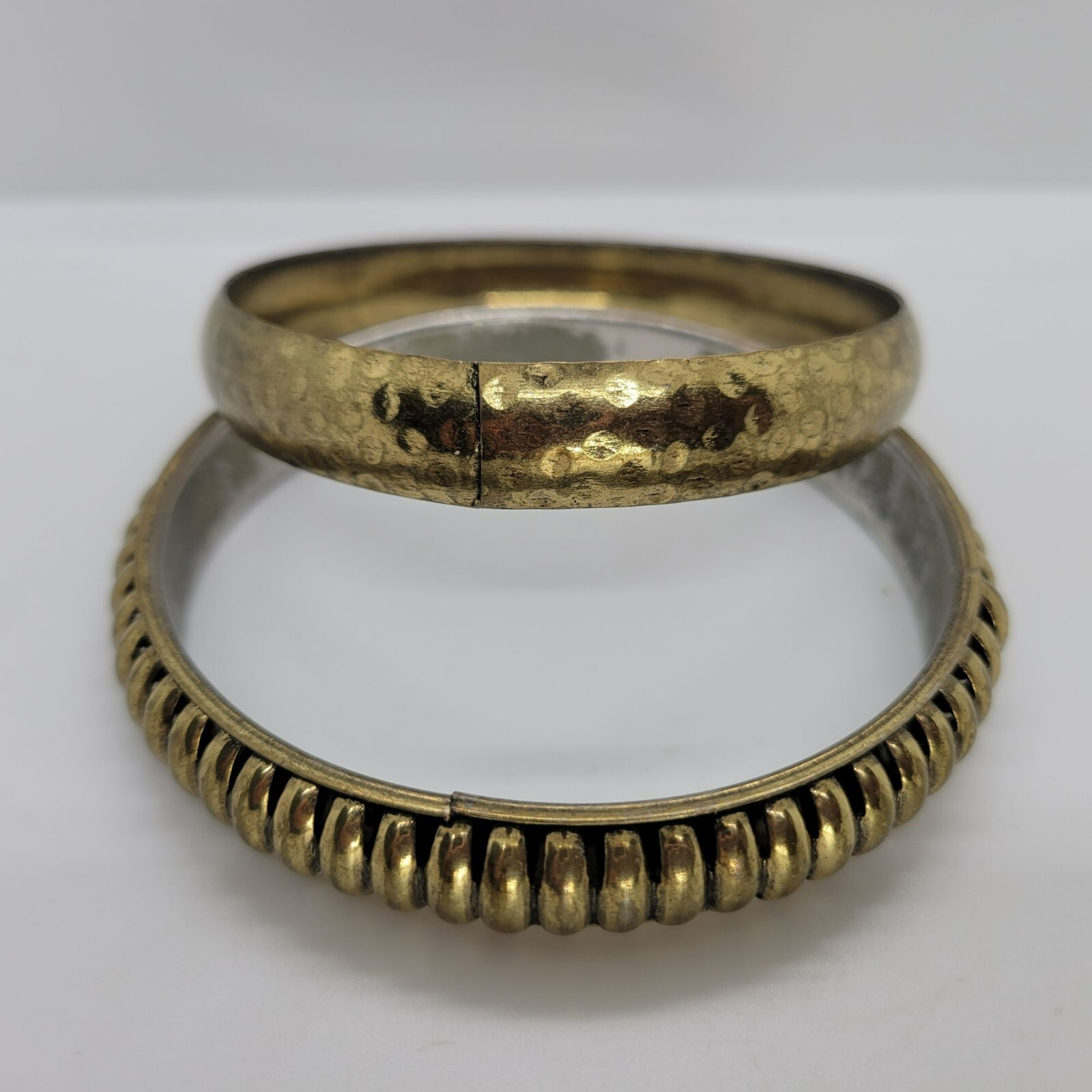 Bracelets (2) Brass Look Stackable 2.5" - image 3