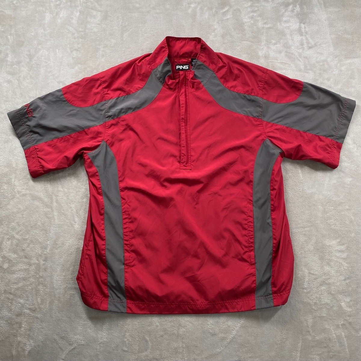 Ping Windbreaker Mens Large 1/4 Zip Pullover Short Sleeve Vented - Main Image