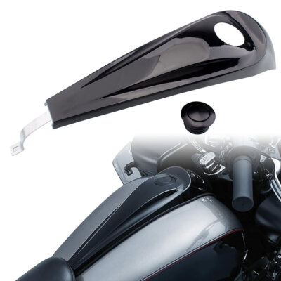 Vivid Black Dash Fuel Console Cover Aluminum Gas Tank Cap For Harley FLHX 08-23