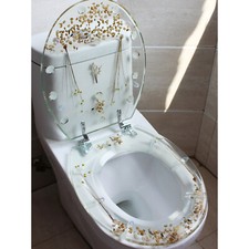 Resin Toilet Seat Seashell Oval Shape Transparent Bathroom Decor for U/ V type