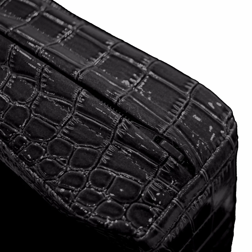 pd1001t Black Faux Crocodile Glossy Leather 3D Box Sofa Seat Cushion Cover - Image 2 of 4