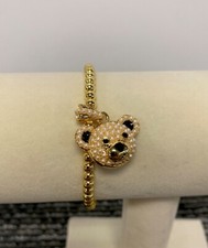 New Girls Gold Colored Teddy Bear Beaded Bracelet