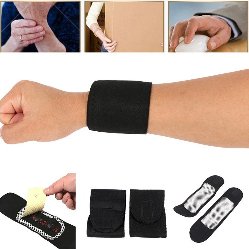 1 X PAIR Self Heating Magnetic Heating Therapy Tourmaline Neck Wrist Belt UK