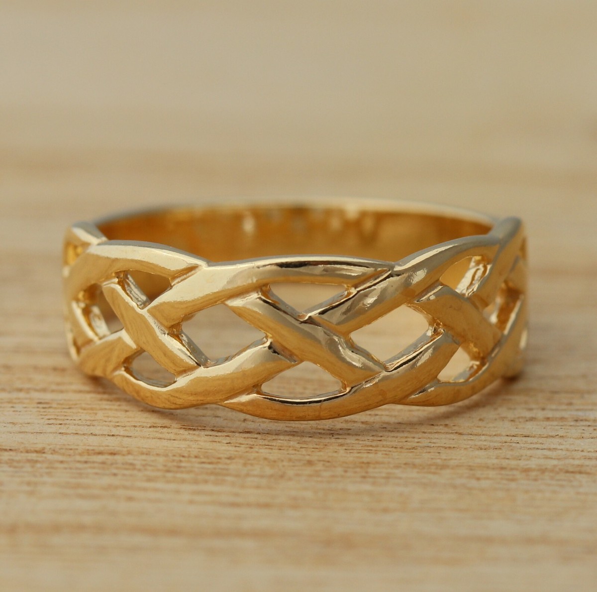 Yellow Gold Plated on 925 Sterling Silver Band/Thumb Ring Celtic Knot Band  Boxed