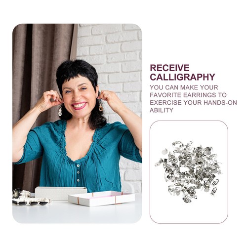 100 Piezas Pendientes Circulares para Mujer Sin Perforar Pendiente Clip En Pendientes en Blanco - Imagen 11 de 12